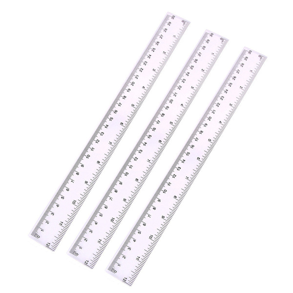Annonslinjal 4 Rak färgad transparent plastlinjal