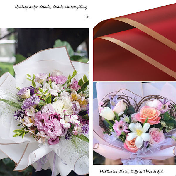 20 ark gullkant blomsterinnpakningspapir, DIY gaveinnpakning, Wa