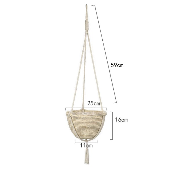 Macramé-ampel med 4 ben av bomullsrep, invändig plastbeläggning säkerställer läckagesäker inredning för både inom- och utomhusbruk, handgjord för hållbarhet och stil, set