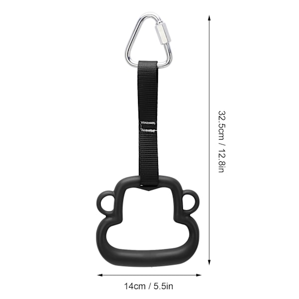 Børne Gymnastikring ABS Abe Stil Pull Up Ring med Hængende Rem Udendørs Børneklatreudstyr Sort
