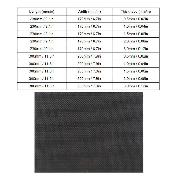 Hög hårdhet Twill kolfiberplatta arkplåtmaterial med blank blank yta Ljus 200x300x0,5mm