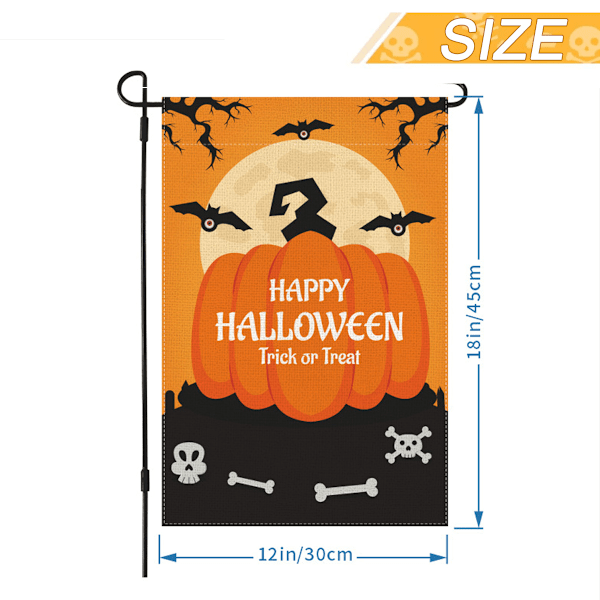 Halloween Hageflagg 12 x 18 Tommer, Halloween Flagg Burlap