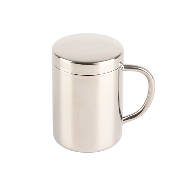 Rostfritt stål kaffemugg minimalistisk modern stor kapacitet kaffekopp med lock för hem, 400 ml