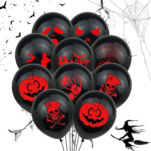 Skräcktema, Festivalballonger Kit 12 Tum Väggdekoration, Latexmaterial Halloweenfest Dekor Takdekoration Säker Latex Läskig Atmosfär