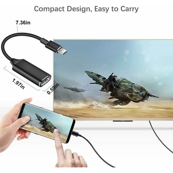 Vit USB C till HDMI-adapter, Typ C till HDMI 4K-omvandlare, Typ C