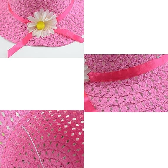 Babyflicka blommig gräshatt (hattens omkrets 52-54cm, vit), c