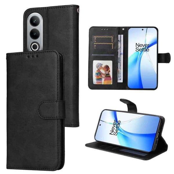 OnePlus Nord CE4 Lite 5G PU Læder Etui - Wallet Sort - Flere Farver