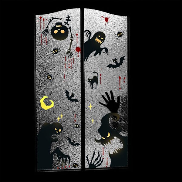2 sarjaa Halloween-haamuja, lepakoita, luurankoja ja veritahroja