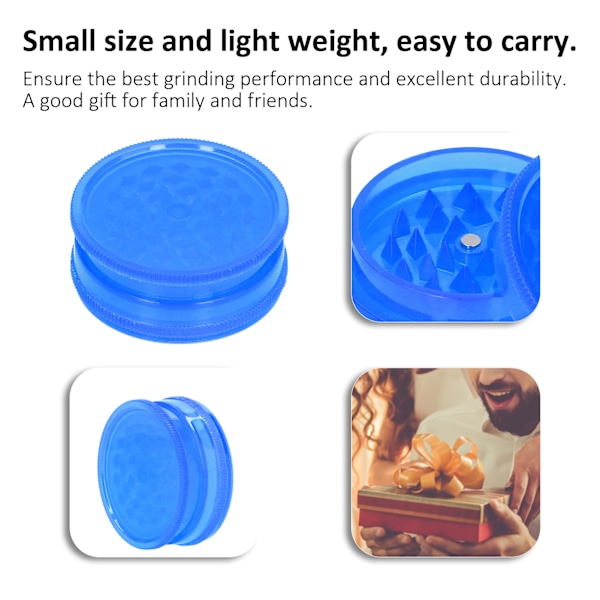 Plastkvarn för rökning, bärbar kross för rökning, krossverktyg för krossning och malning, present, blå
