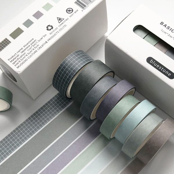 Pastellfärgad Washi-tejp - 16 rullar tunn enfärgad Washi