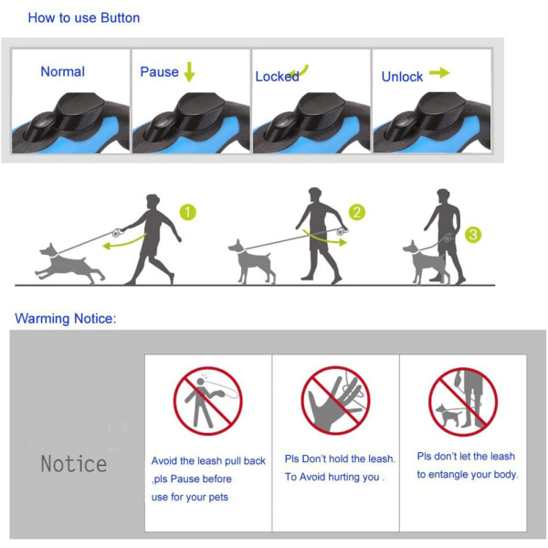 Infällbart hundkoppel för promenadkoppel med antiglidhandtag,