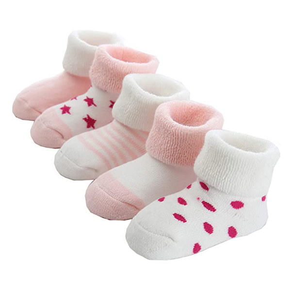 5 Paria Uusia Lämpimiä Vauvan Terry-Sukkia, Vauvansukkia, Piirretty Vauva