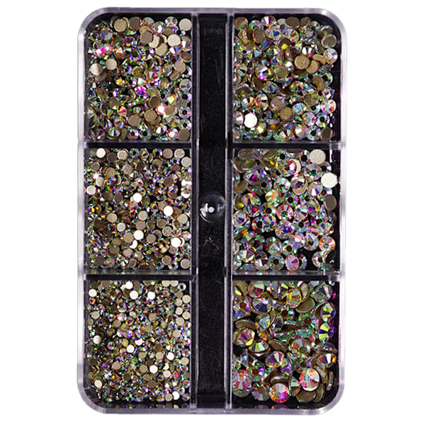 Blandade storlekar Flatback Rhinestones, Non Hotfix Round Crystal Gems