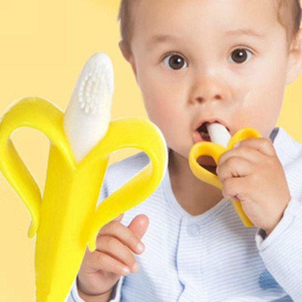 Baby Banan Tannbørste og Bitering i ett - Tanningshjelp Øv