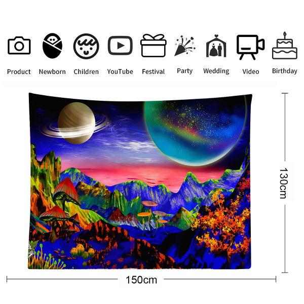 Planetary Tapestry afspejler galaktisk rum Tapet Sort Lys