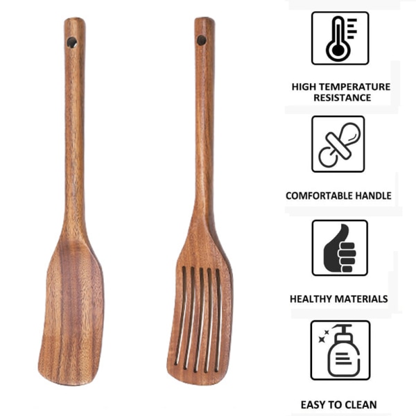 Träredskap i köket - 2-delat set av non-stick bambuträ
