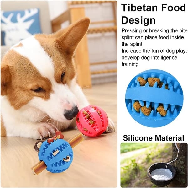 2 Hundelegetøjsbolde, Hundegummi Tyggebold Rengør Tænder Giftfri Bideresistent R