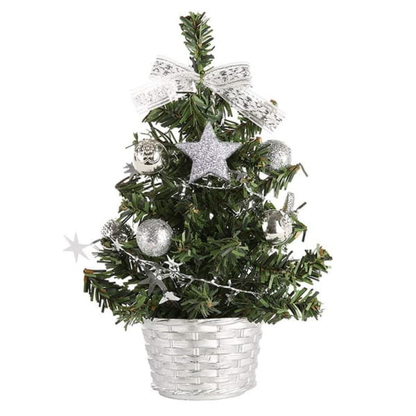 Konstgjord julgran 20 cm, mini julgransset för bord Silver