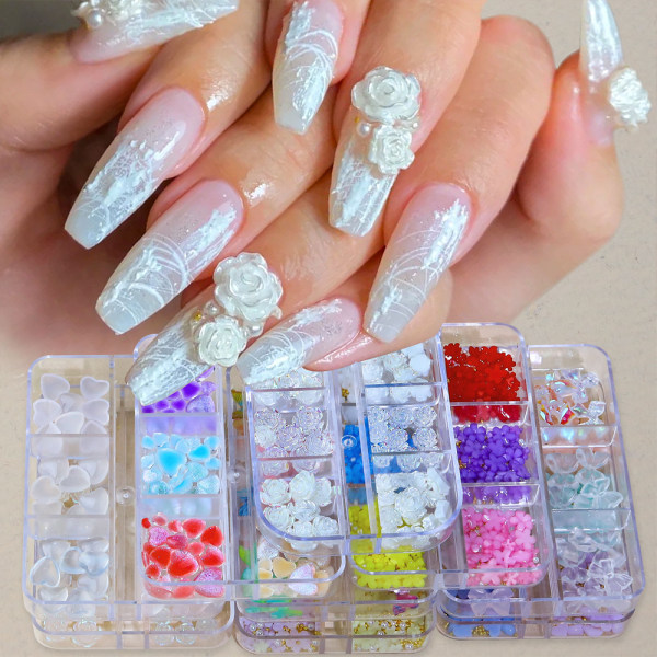 Blomma nagelberlocker, för nail art DIY-design Tillbehör Hantverk style 3