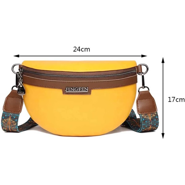 Hoftaske for kvinner med bred stropp, crossbody-veske for kvinner i vegan-skinn, retro belteveske med glidelås og avtakbar skulderstropp for kvinner