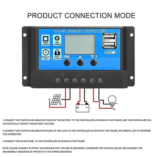 30a Solar Char Pwm S 12v 24v Auto Lcd Lcd Display Dobbelt Usb 5v Udgang Solar P