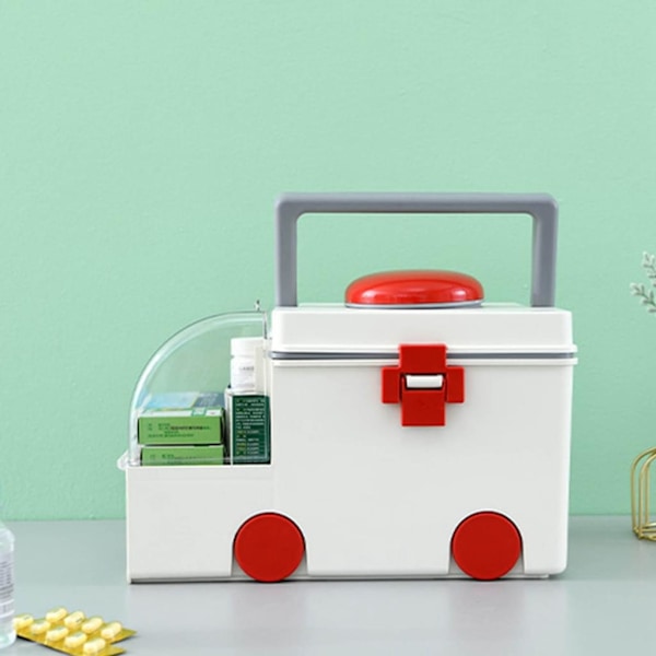 Mångsidig Hushållsartikel, Lätt Medicinorganisatör, PP AS-Material För Pålitlig Hållbarhet, Ambulansinspirerad Design För Snabb Identifiering,