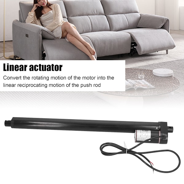 Elektrisk Aktuator 400mm Slag 1000N IP65 Vandtæt Lav Støj Aluminium Legering Sort Lineær Aktuator til Seng Sofa 24V Lineær Aktuator