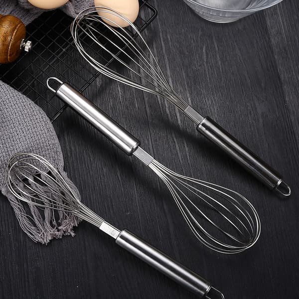 Vispesett, pakke med 3, rustfrie stålvisper for matlaging 8\", 10\", 12\"