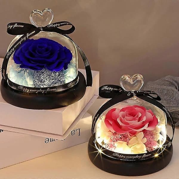 Evige Blomster I Hjerte Glas Kuppel Med Led Lys Evigt Bevarede Valentins Bryllupsgaver Til Kvinder