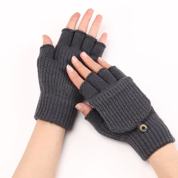 Vinterhandskar för damer, 2-pack Varma stickade konvertibla fingerlösa handskar för kvinnor, presenter med vanteöverdrag