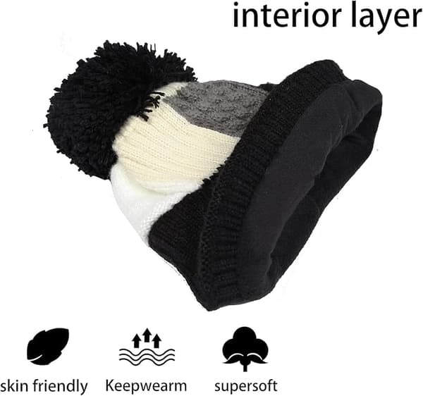 Sorte Beanies Huer til Kvinder Strikket Beanie Hue Pompom Vinter Varm