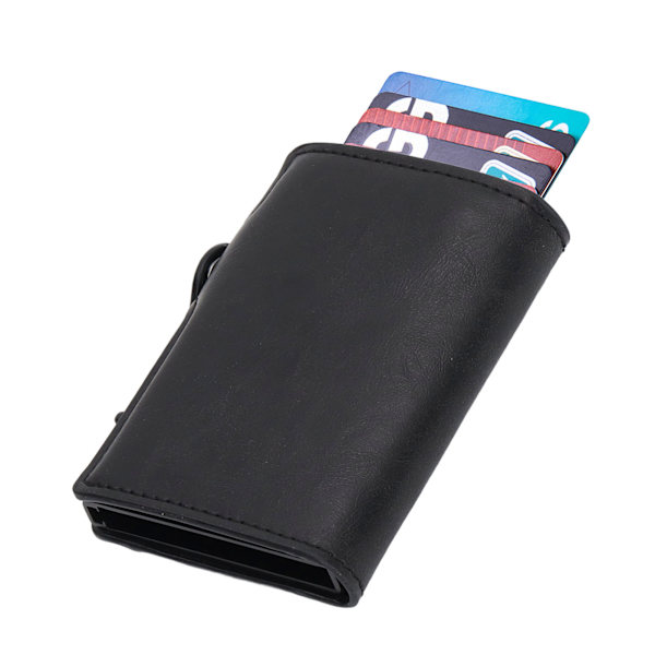 Pengepung i Aluminium Legering PU Anti-Tabt Ultra Tynd ID Kreditkort Holder til Lokator Sporingsenhed Sort