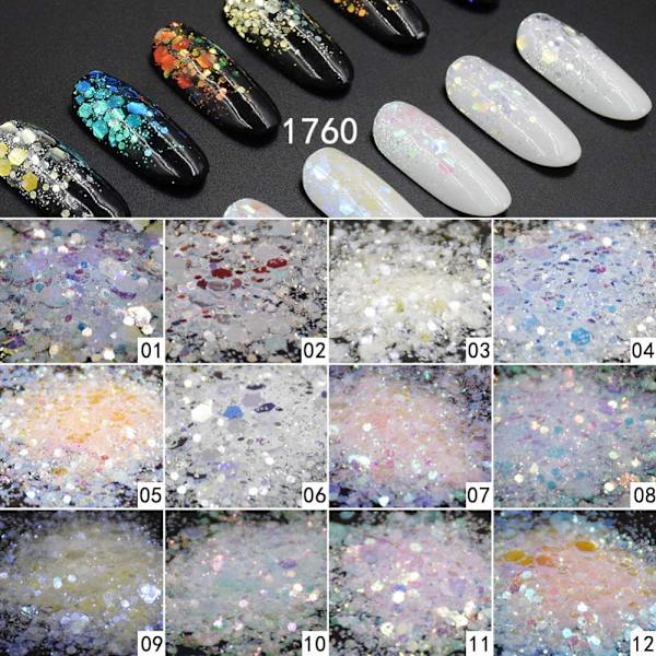 Nagelkonst Glitter Chunky Paljetter Iridescent Mermaid Flakes Ultratunna Spetsar Färgglada Blandade Pailletter För Hår