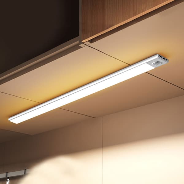2 STK Køkkenlamper til Underskabe, 3 Farver Dæmpbare Indendørs Stripsensorlamper, Genopladelige LED-lamper Indendørs Bevægelsessensorlamper til Skabe