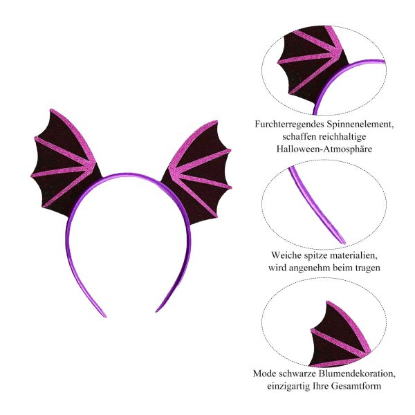 2 st Kvinnors Fladdermusvingar Hårband Hårklämma Kattöron Hårband