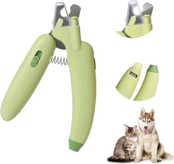 Professionelle LED-lys kæledyr negleklippere til hund og kat, barberbladsskarp