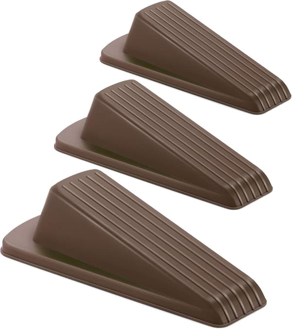 Dörrstopp, 3-pack (Brun) Premium Gummi Dörrstopp Kil