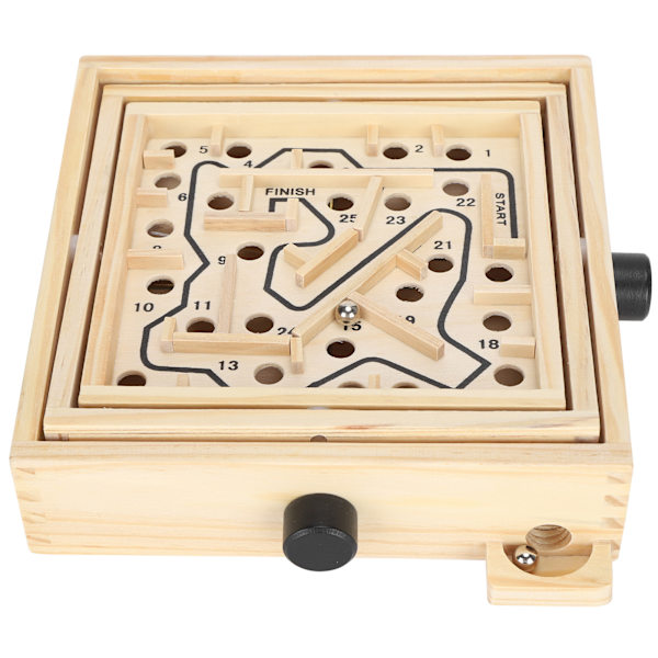 Træ Labyrinth Spil Brætspil Spor Kugle Puslespil Spil Edukativt Legetøj Blå Farvet Æske