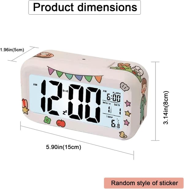 1 st vit digital väckarklocka, LED digital klocka med intelligent