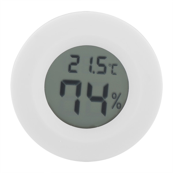 Mini Digital LCD Termometer Rund Form Temperatur for Innendørs Reptilkjæledyr (Hvit)