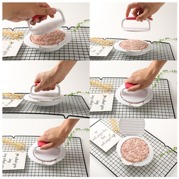 Non Stick Burger Pressform DIY Hamburger Patty Maker Risbollform för Köksbruk