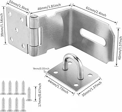 (10 cm, Silver) 2-pack 90 graders hänglåsbeslag, hänglås dörrlås