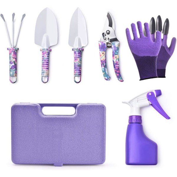 Polyester Organizer Tote, Trädgårdsredskap för kvinnor, Rostfritt stål 6-delars verktygssats, Trädgårdstillbehör med ergonomisk design, Rostskyddad trädgård