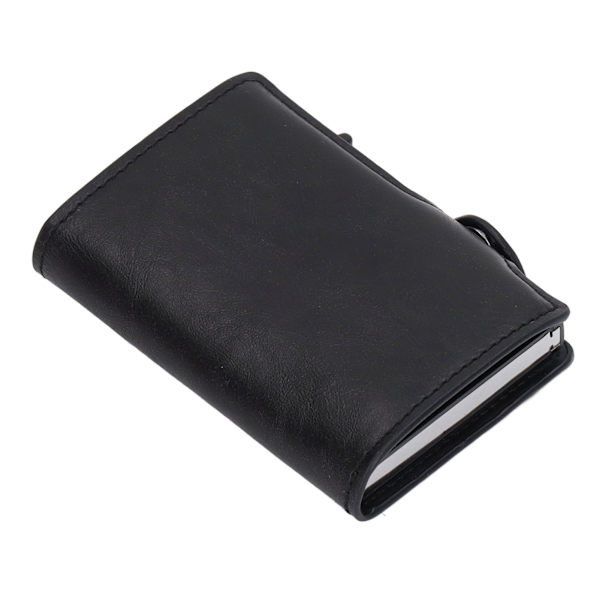 Pengepung i Aluminium Legering PU Anti-Tabt Ultra Tynd ID Kreditkort Holder til Lokator Sporingsenhed Sort