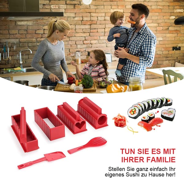 10-osainen sushityökalusetti punainen
