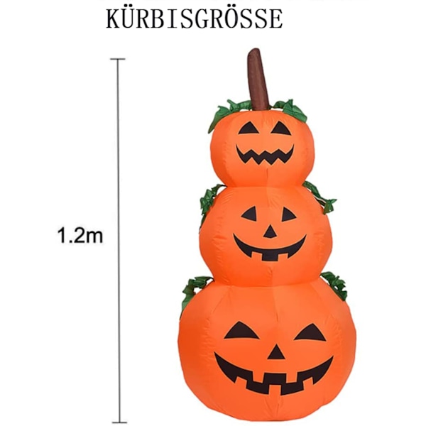 Unik Design Halloween Uppblåsbar, Livfullt Lysande Självuppblåsande Pumpalykta Med LED-lampor, Polyestertyg Utomhusdekoration För Spöklik Stämning
