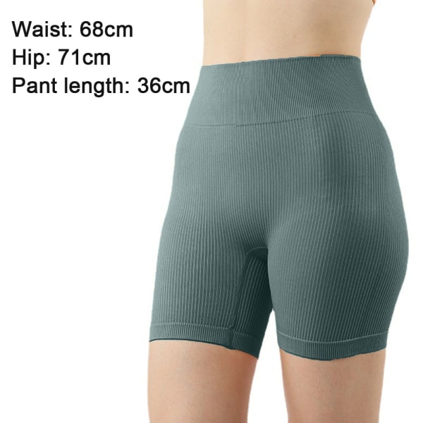 Kvinnors yogashorts Ribbade sömlösa träningsbyxor med hög midja sport Fitness shorts