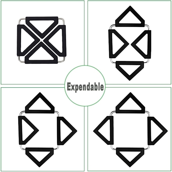 Trivetter, Udvidbare Varmebestandige Silikon Underlag Køkkentilbehør (Sæt af 2) (Sort)