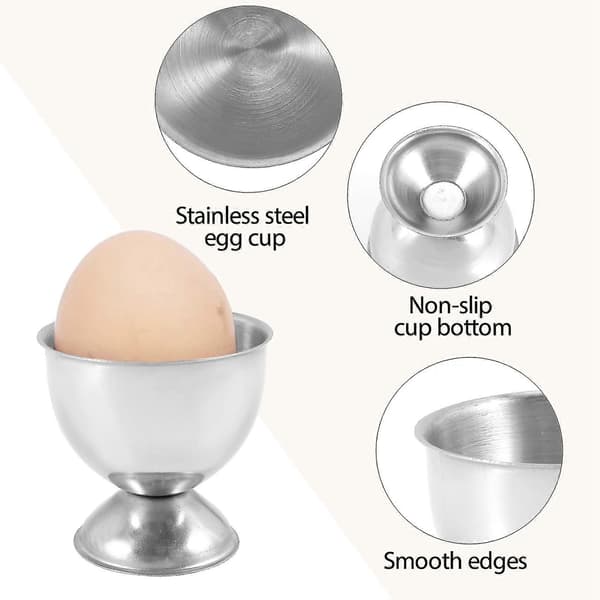 Eggkoppsett i rustfritt stål - for hardkokte og myke egg, verktøyholdere for kjøkken, sølv