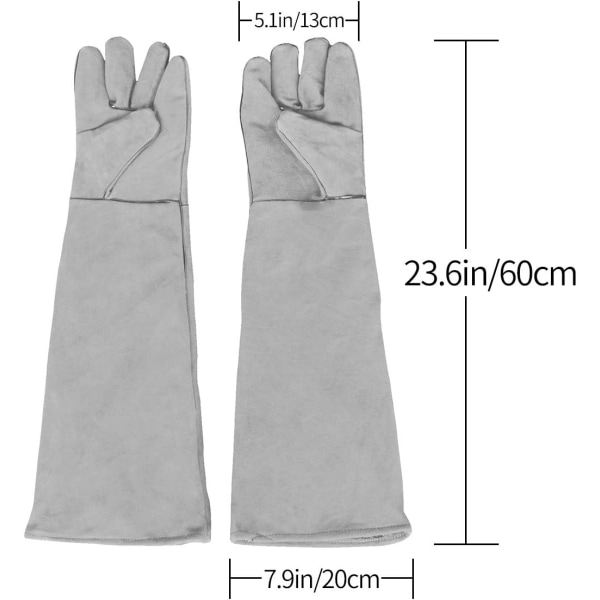 Flerfunktionella husdjurshandskar för bitning, långärmade trädgårdshandskar, punkteringssäkra Kevlar-handskar för hund/katt/fågel/orm/kaktus/rosa (grå)